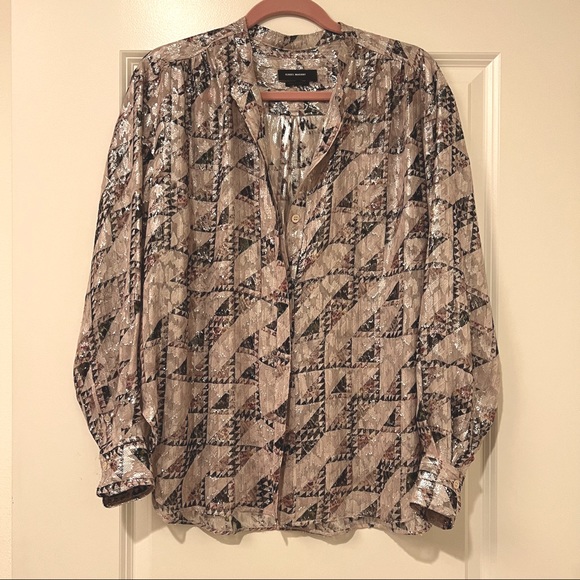 ISABEL MARANT | Metallic Triangle Button Down Blouse - Picture 3 of 4